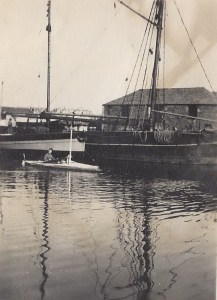 11. Ceres, Lower Wharf, Bude, possibly Alfred Petherick in canoe